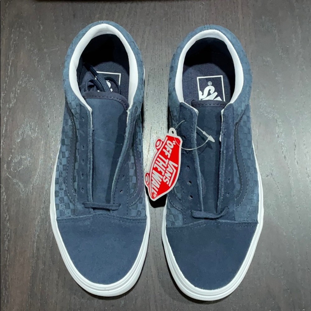 Vans Old Skool Emboss Mini Check Suede Blue - Picture 4 of 4